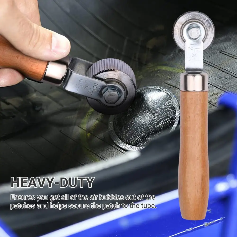 

Tire Flat Roller Wear-resistant Smooth Rolling Effortless Wood Handle Anti Corrosion Tire Patch Roller Hand Tools