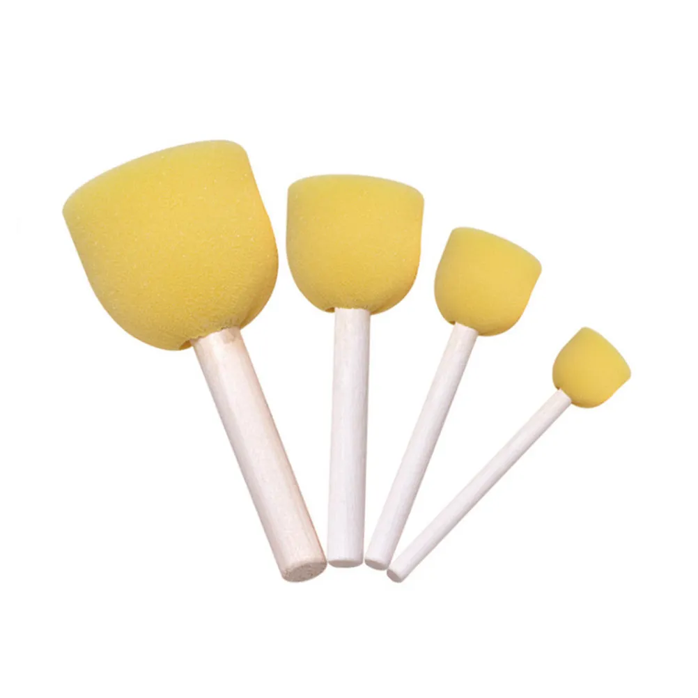 어린이 초보자를위한 둥근 나무 손잡이가있는 20Pcs 스폰지 페인트 브러쉬 세트 DIY 페인팅 아트 공예 낙서 그리기 연습