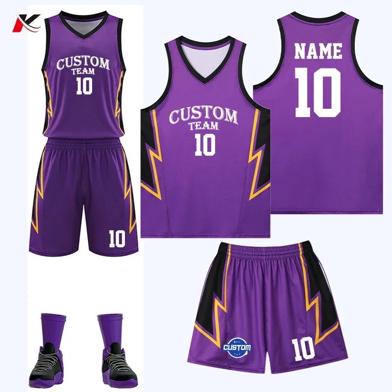 Design Breathable Basketball Shirt Sport Wear Quick Dry Collage Team Basketball Jersey Set Mens Uniform 5822
