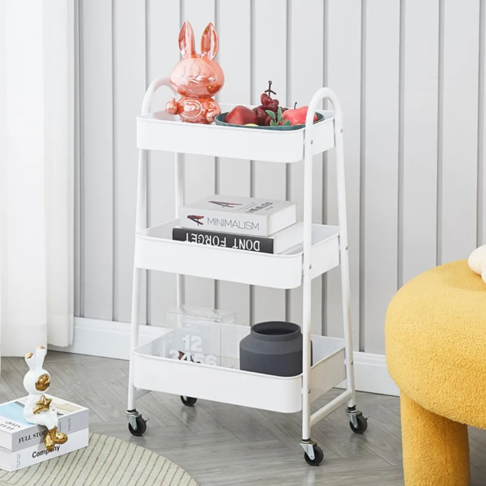 Mobile Storage Cart Versatile with Wheels Kitchen Organizer Rack Bathroom Cart High-Carbon Steel Household Snack Storage Trolley