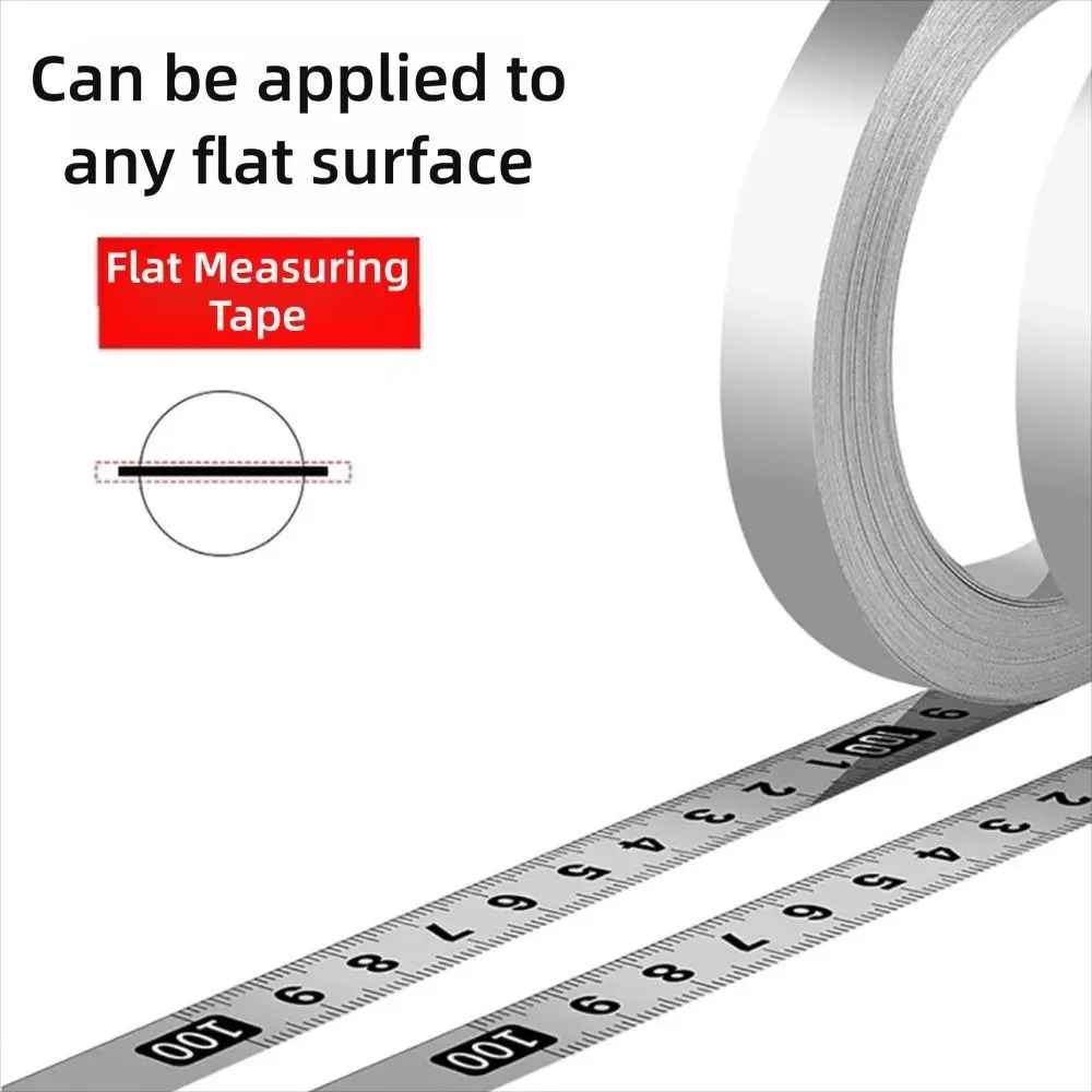 Stainless Steel Self-Adhesive Measuring Tape - Durable Workbench Ruler, 12mm Width, Multiple Length Options