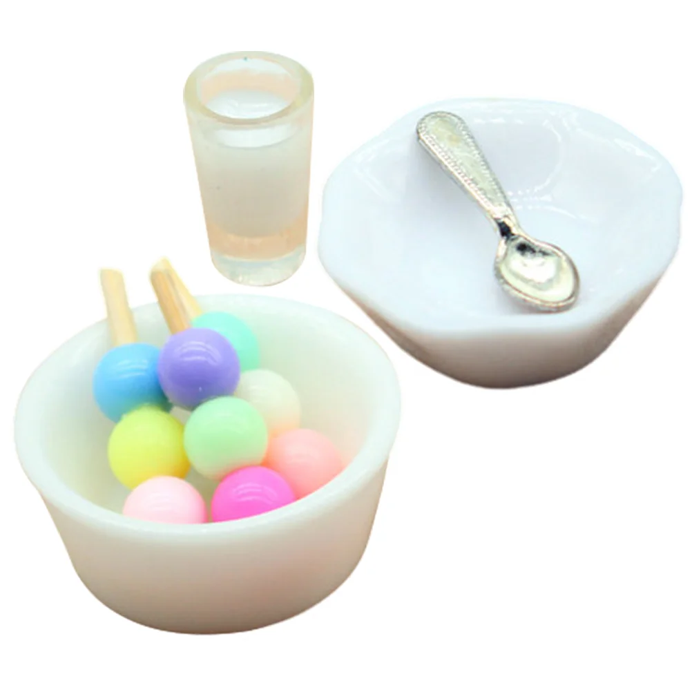 

1 Set Simulated House Mini Dessert with Bowl Mini House Accessories