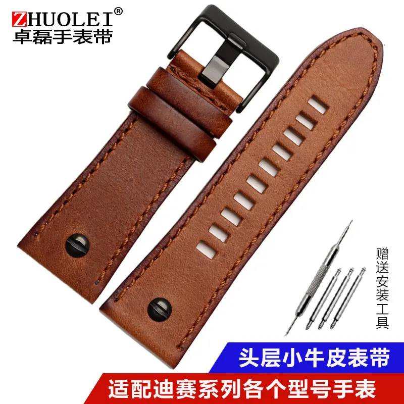 Quality Genuine Retro Leather Watchband for Men – Vintage Italian Leather Strap 22mm, 24mm, 26mm