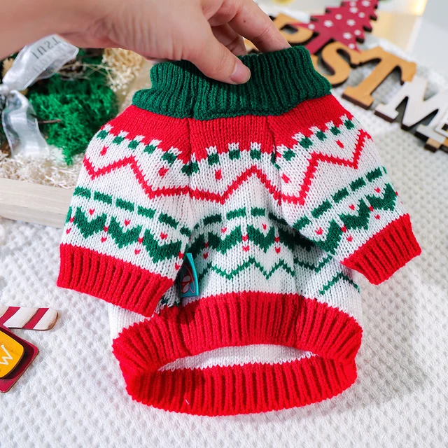 Christmas Fireworks Sweater Pet Dog Cat Clothes Autumn and Winter Warm Knitted Sweater Pullover Elastic Christmas Wind 5