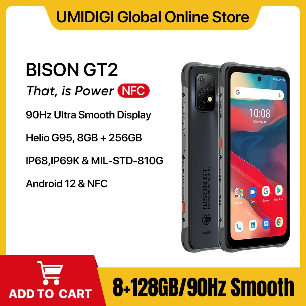 UMIDIGI BISON GT2 Android 12 IP68 Rugged Smartphone 6150MAh 8GB + 128GB Helio G95 6.5