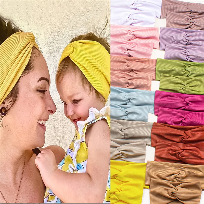 

2pcs Mother & Baby Turban Hair Band Accessories Baby Girls Twist Knot Headbands Family Parent-Child Headwear