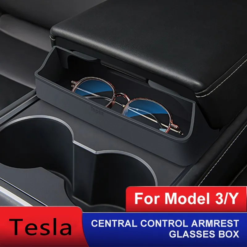 

Central Control Armrest Box Glasses Pocket For Tesla Model 3/Y Accessories 2022