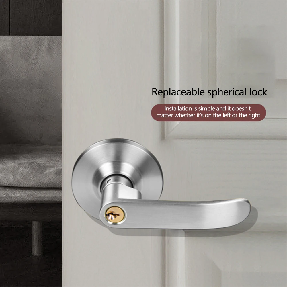 Spherical Three Bar Silent Door Lock Set with Ball Handle Includes 3 Keys for Bedroom Privacy And Security