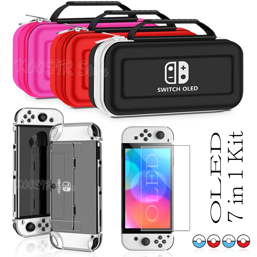 Capas para Nintendo Switch Oled Bolsa de Armazenamento Eva Case Protetor de Tela Tampas de Silicone para Nintendo Switch Oled Acessórios