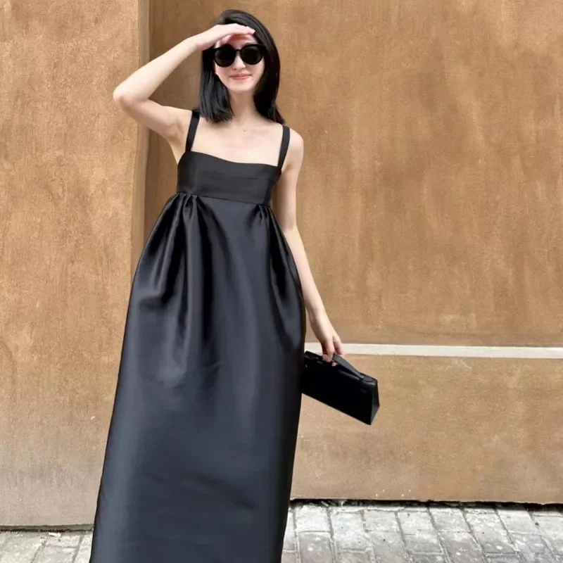 

French Retro Dinner Sling Bud Dress Seaside Vacation Backless Formal Dress