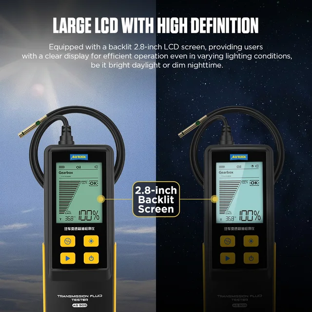 AUTOOL AS505 Car Transmission Fluid Tester ATF Exchanger Gearbox Oil Tester Tool Digital Display for Gasoline Petrol Engine 5