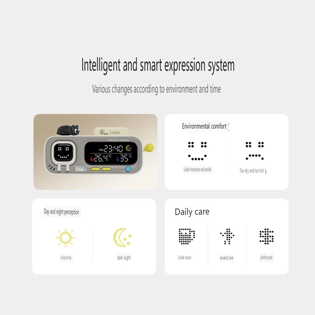 DUKA MOODA TH2 스마트 온습도 시계 센서 전자 디지털 습도계 기상 관측소 스마트 재미있는 알림