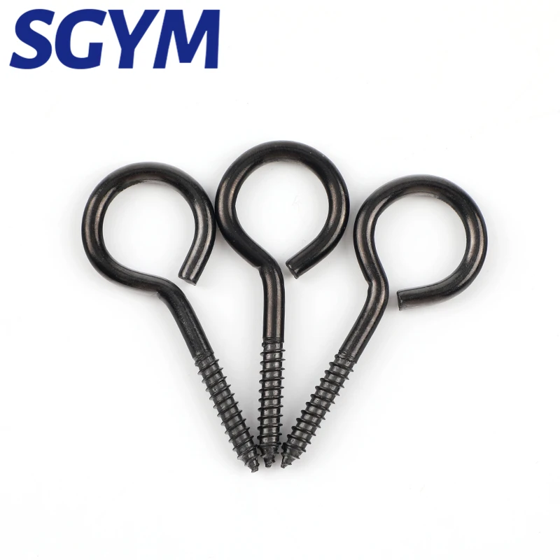 6/10pcs 304 Stainless Steel Screw Eyes 65mm Black Round End Self-Tapping  Eyelet Screws Lag