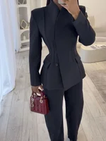 ETJ 2025 women's new fashion design three-dimensional cut high collar slim suit jacket & matching casual trousers - Image 4