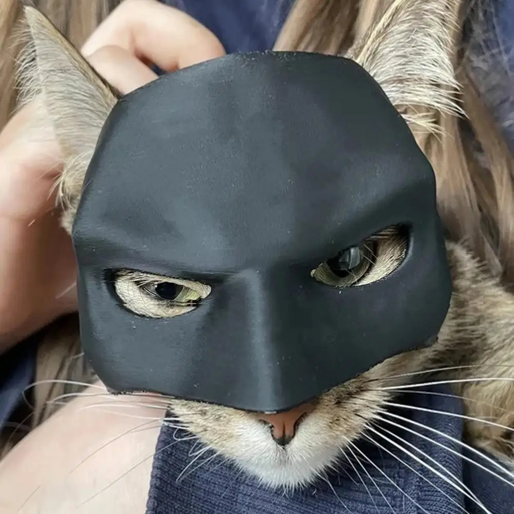 Halloween Mask Cat Face Mask for Pets Spooky Halloween Cat Face Cushion Bat Cosplay Hat Set For Party Atmosphere Prop Black Make-up Half