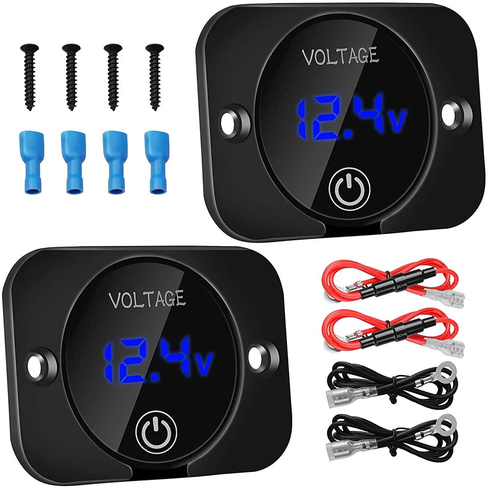 

2 Pack LED Digital Voltmeter with Contact Switch,DC 12V 24V Car Voltmeter LED Digital Display Waterproof Voltmeter Panel