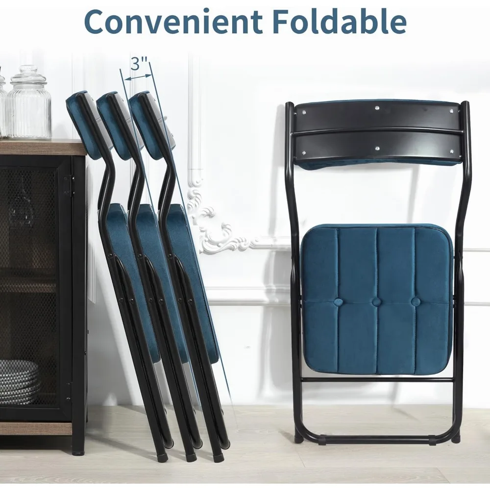 Padded Folding Chairs 4 Pack, Foldable Dining Chair with Cushion, Portable and Assembled Extra Seat for Wedding Party 5