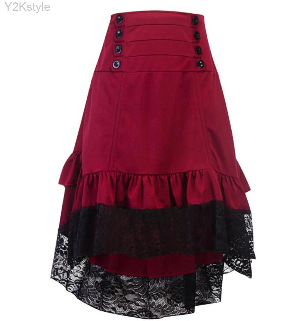 

Women Medieval Cosplay Pirate Skirts Ruffled High Waist Corset Dresses Victorian Vintage Burlesque Swing Saloon Gril Costume