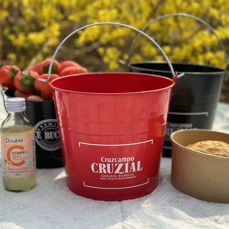 Commercial Ice Bucket Beverage Beer Barrel Outdoor Household Ice Cube Milk Tea and Cola Creative Iron Bucket Cooling Barrel