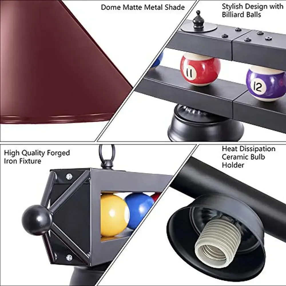 Industrial Farmhouse Pool Table Light Fixture 70'' Billiard Lighting 4-Lights Hanging Island Pendant No Shadow