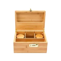 New Bamboo Storage Box with Lock Movable Rolling Tray Tea Cigarettes Operationed Trays Cut Tobacco Reel Handmade Large Stash Kit 1