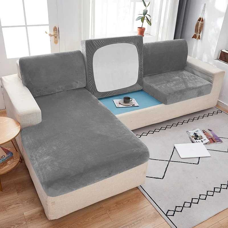 thumbnail image 1 of Funda de asiento de sofá de tela de terciopelo para sala de estar, funda de cojín elástica, funda de sofá suave, Protector de muebles para el hogar, 1 of 5