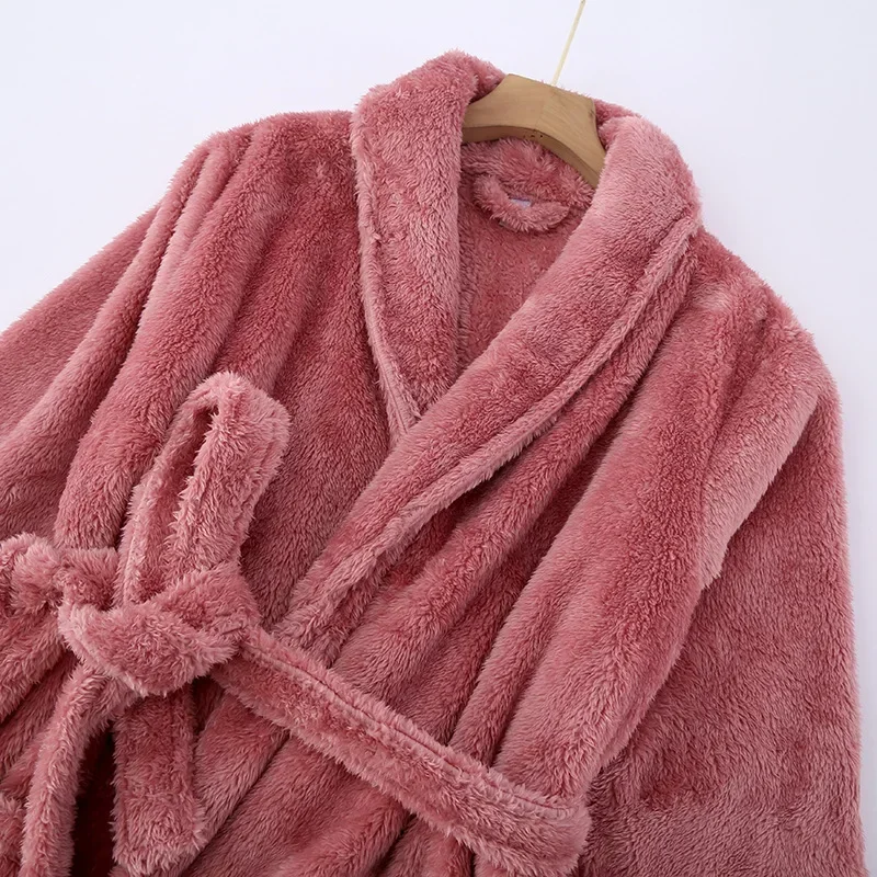 Women Dress Women Sleepwear Sleepwear Pajamas Cotton Bathrobe winter thickened flannel pajamas for lovers men's and women's warm bathrobes household clothes robes bath robe