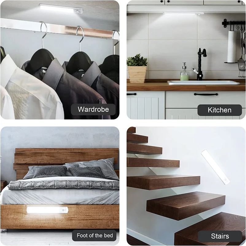 LED Night Light LED Motion Sensor Light Ultra Thin USB Rechargeable LED Light Under Cabinet Lighting PIR Motion Sensor LED Kitchen Wardrobe Cabinet Lamp Night Light
