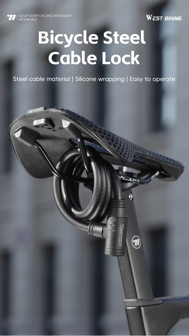 Description Picture 2 of itemBicycle Steel Cable Lock High Strength Anti-Theft Lock Scooter E-Bike Waterproof Safety Lock Bike Accessories