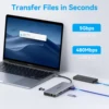 MOKiN 8 in 1 USB C Hub for MacBook Pro Air USB Adapter Multiport Docking Station with 4K Dispaly Port, HDMI, VGA, USB2.0, PD100W 5