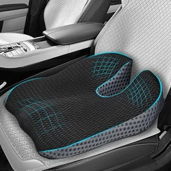 Premium Memory Foam Car Booster Seat Cushion with Breathable Mesh and Adjustable Straps - Four Seasons (BLACK)