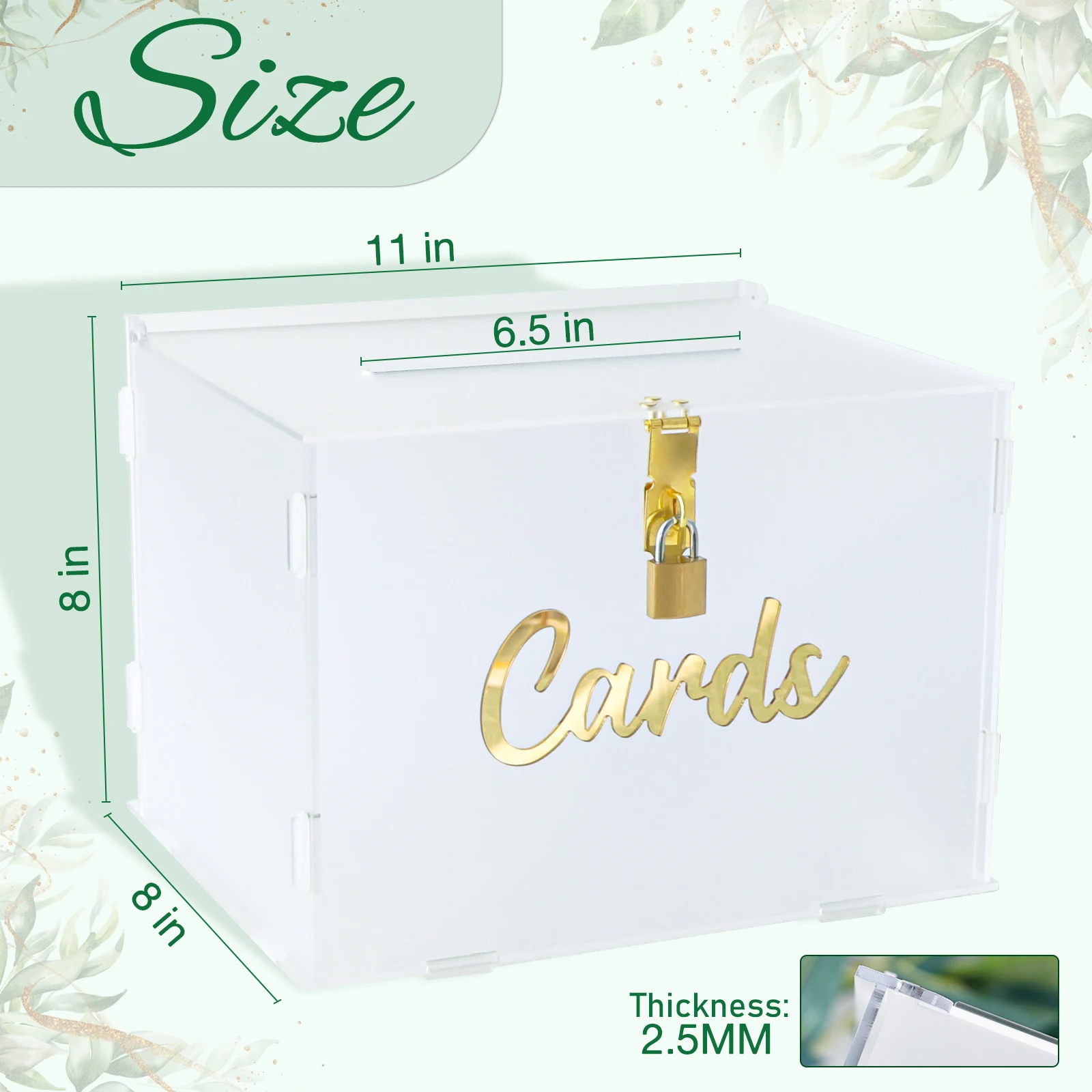 Frosted Acrylic Wedding Card Box with Lock DIY Gift Card Box with String Light and Envelope Money