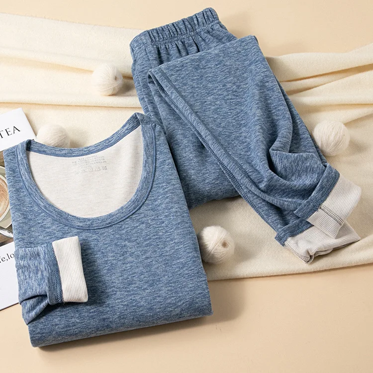 Thermal Underwear Men Women Winter Thick Double Layer Clothes Seamless Warm Lingerie Body Slim Female Thermal Wool Set V765