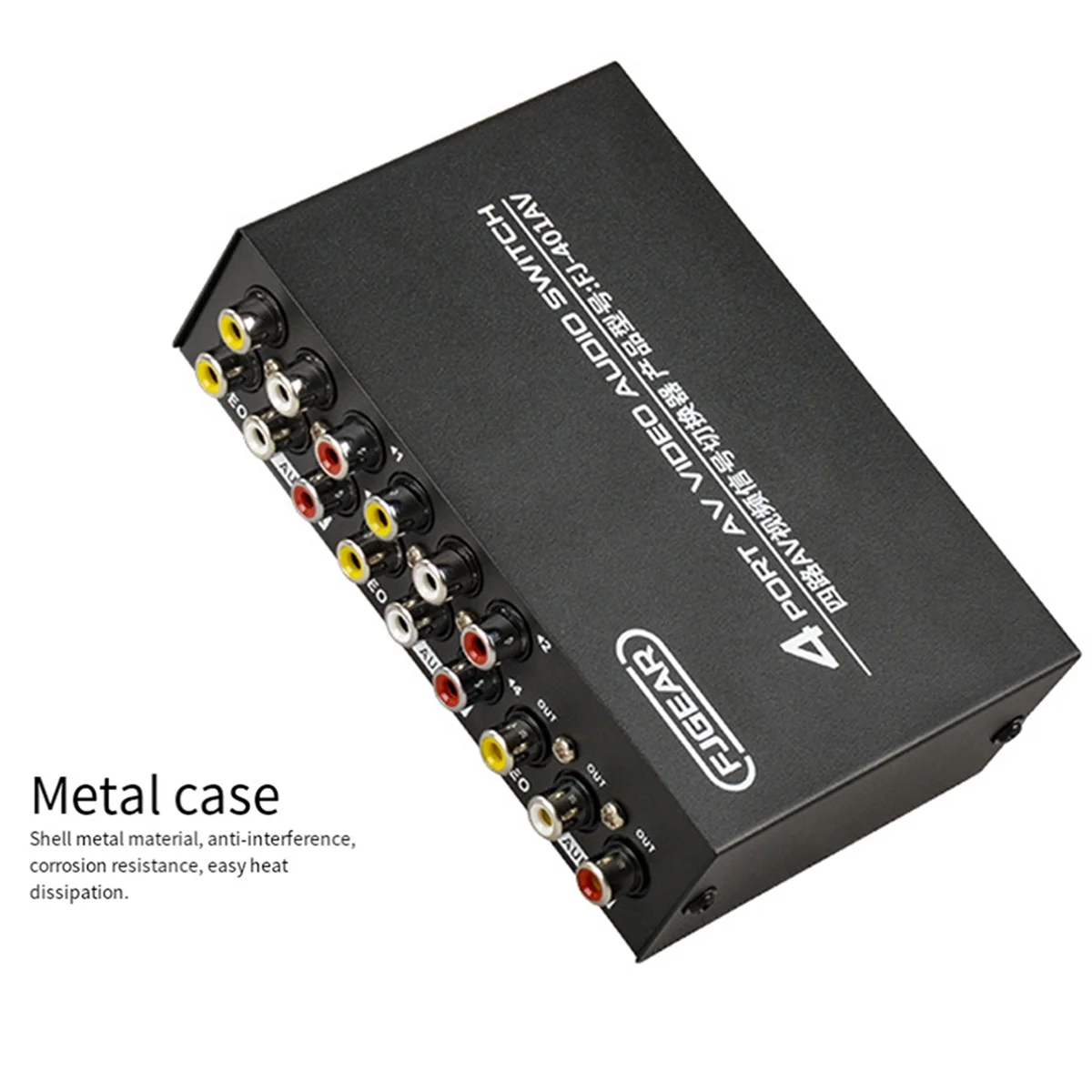 Fjgear Av Switcher 4 In 1 Out Av Rca Head Interface Switcher Audio E Video Switcher Av Multifunzione A 4 Vie