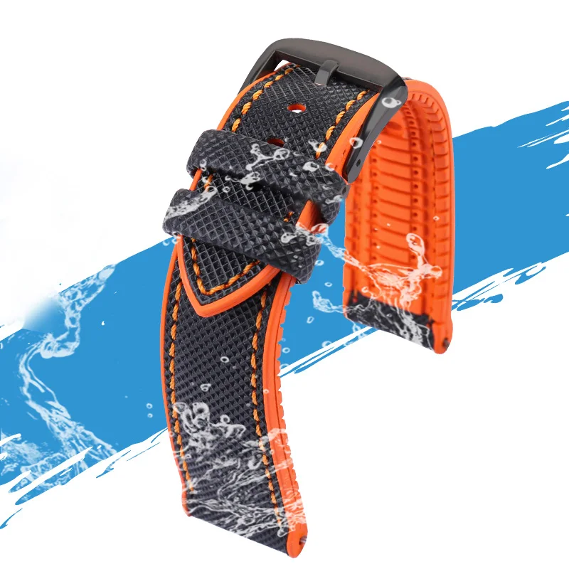 Enhanced Hybrid Fluoro Rubber Canvas Nylon Watch Strap