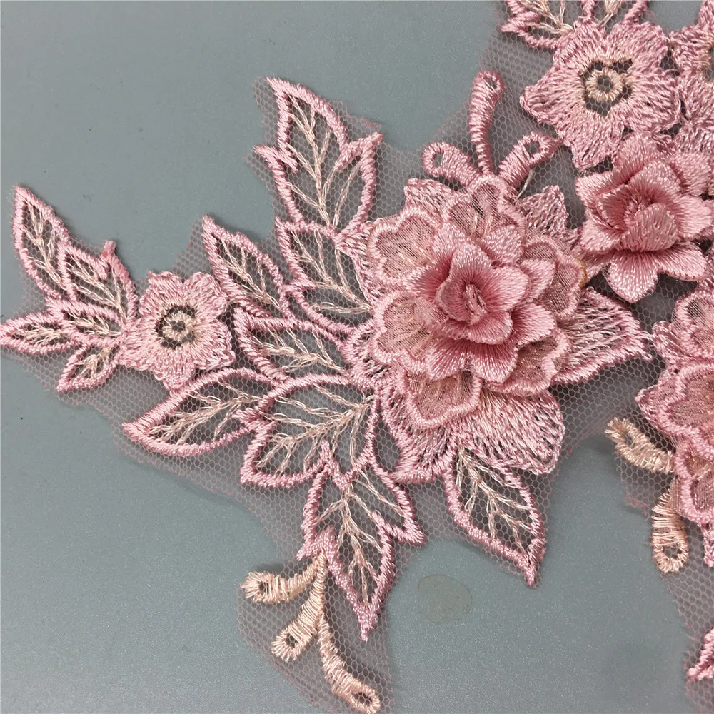 Ladies 3D Handicraft Supplies Embroidery Colorful Sewing Applique Lace Collar Decoration Accessories Fabric 1 Pair lace ribbon lace fabric lace accessories lace garment accessories lace decoration clothing craft accessories
