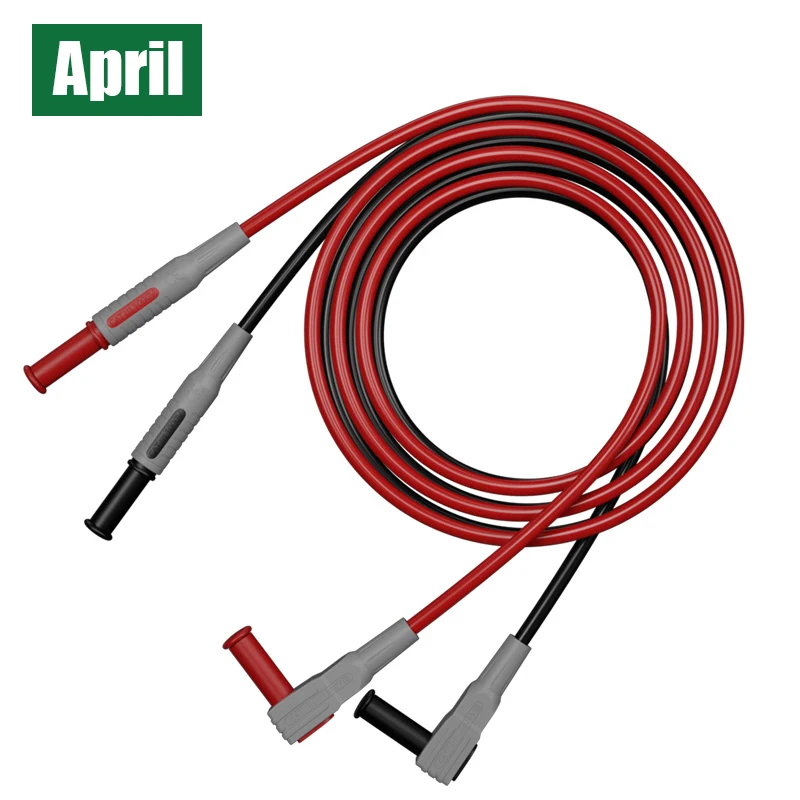 Multimeter Test Lead Safety Banana Plug Multimeter Test Cable 90 Degree to Straight For Electronic Testing 2pcs 100CM