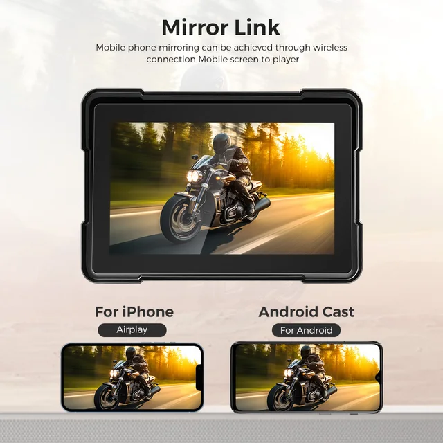 GEARELEC Motorcycle GPS Navigation Waterproof Apple Carplay 5 inch Screen Portable Motorcycle Wireless Android Auto Monitor DVR - Image 5