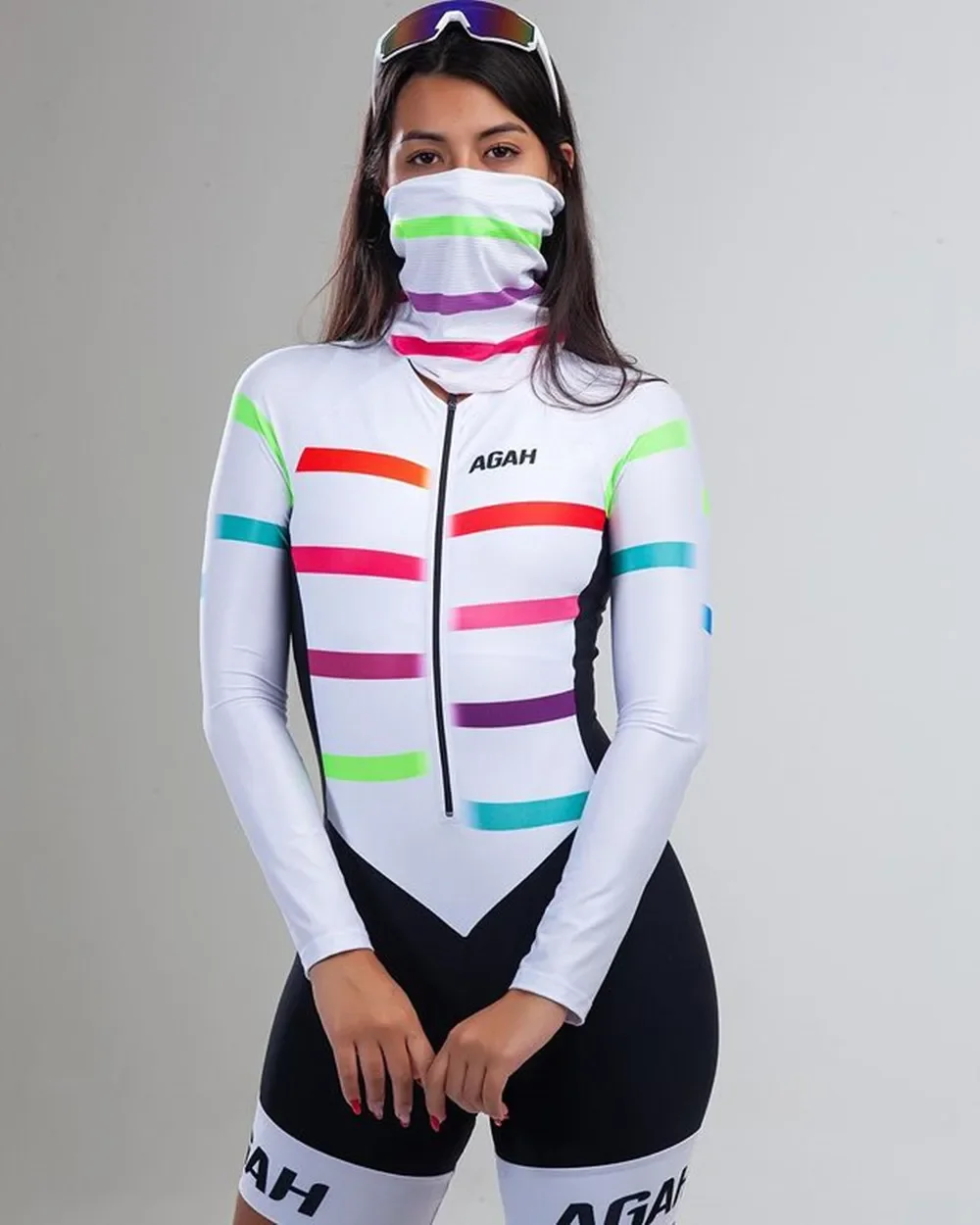 

Agah Women Triathlon Cycling Skinsuit Macaquinho Long Sleeve Bicycle Bodysuit Mtb Racing Bike Dress Jumpsuit Set Ropa Ciclismo