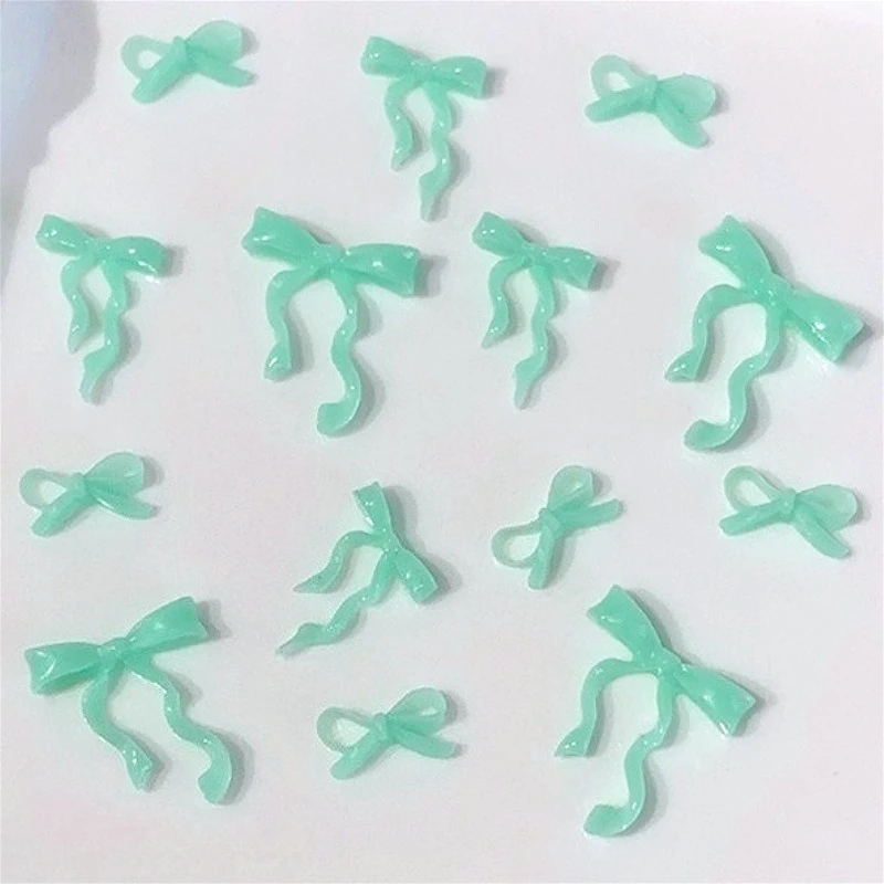 여름 민트 그린 수지 Bowknot 소프트 조각 3D 나비 넥타이 리본 다채로운 ..