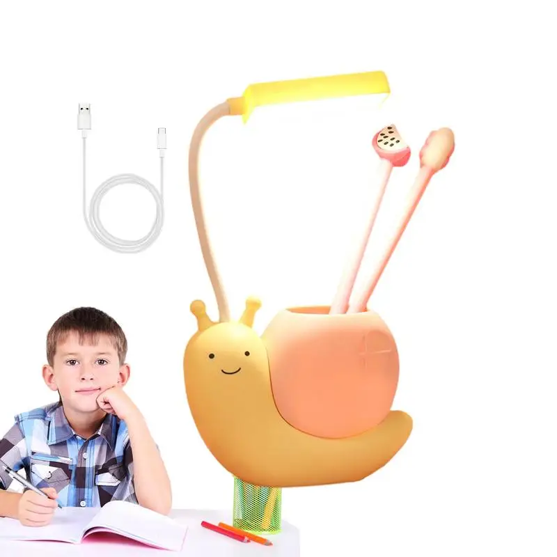 

Aesthetic Desk Lamp Snail Table Lamp Night Light Rechargeable Desk Lamp Book Light With Pen Holder For Bedroom Desktop