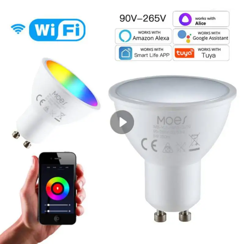 

Tuya WiFi GU10 Smart Bulb RGB C+W White 5W Dimmable Night Light Smart Life APP Control LED Lamp, Alexa Google Home Yandex Alice