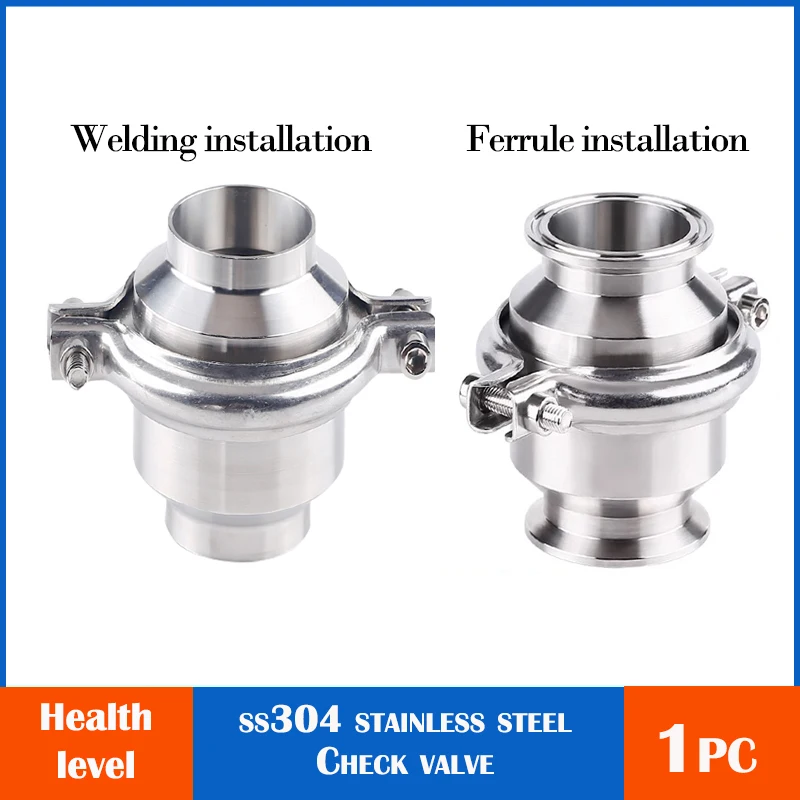 

Food hygiene grade check valve 304 stainless steel 38mm 51mm 63mm 76mm 89mm 102mm Pipeline accessories brewing equipment