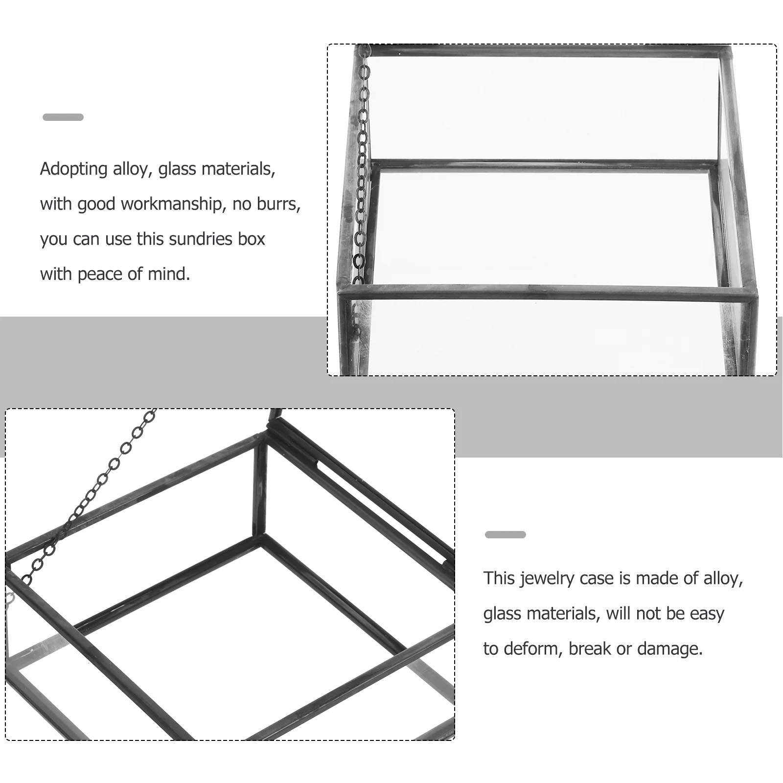 Golden Alloy Frame Glass Jewelry Box Luxury Perfume ganizer Storage Container Trinket Case Home Storage ganization 6