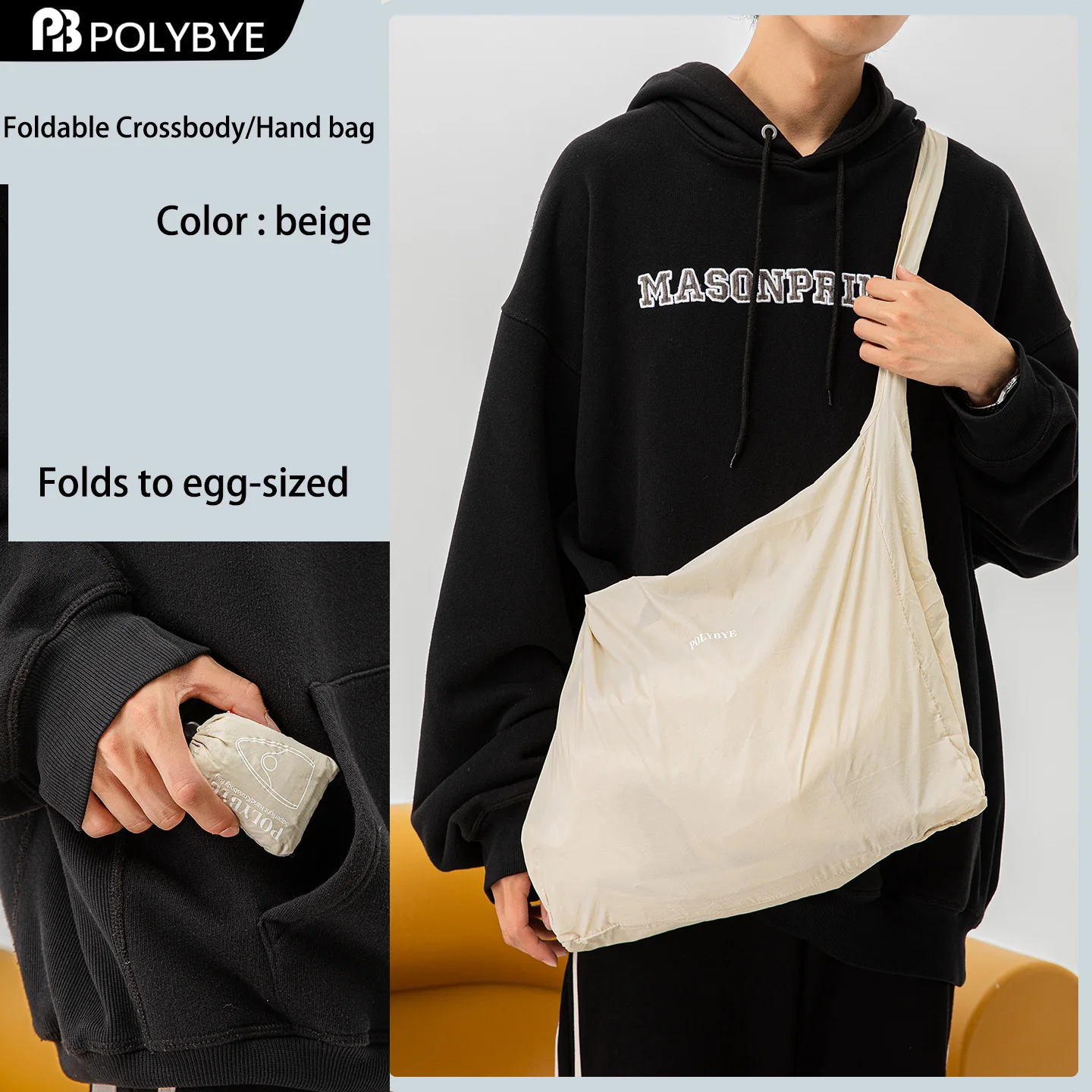 POLYBYE Eco-Friendly Foldable Nylon Tote Bag – Reusable, Portable, and Versatile