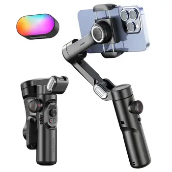 AOCHUAN 3-Axis Handheld Gimbal Stabilizer for Smartphone with Fill Light for iPhone Android Face Tracking Tiktok Vlog Smart XE 1