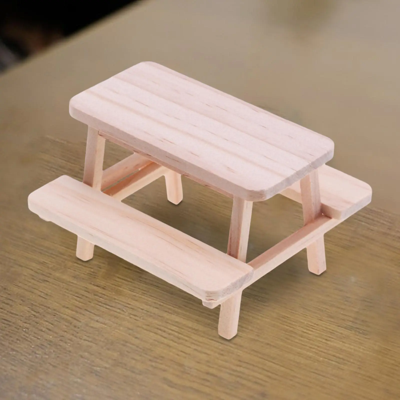 

1:12 Dollhouse Table and Chair Set Model, Wooden Table Stool Model Diorama Scenery Miniature Furniture for Miniature Scene