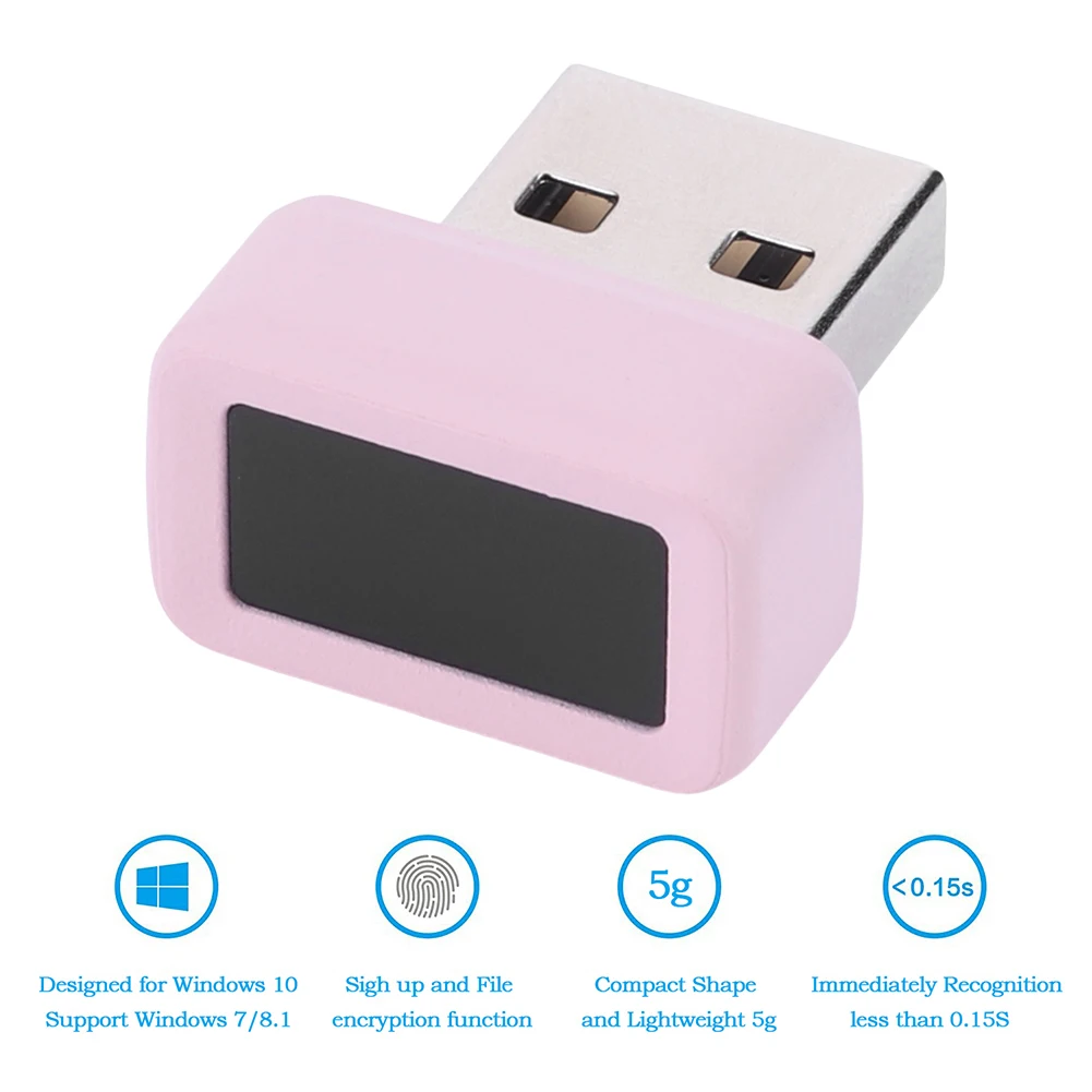 Fingerprint Scanner Fingerprint Key USB Fingerprint Key Reader Biometric Fingerprint Scanner Anti-Spoofing Windows Hello FIDO U2F Portable Security Key for Laptop