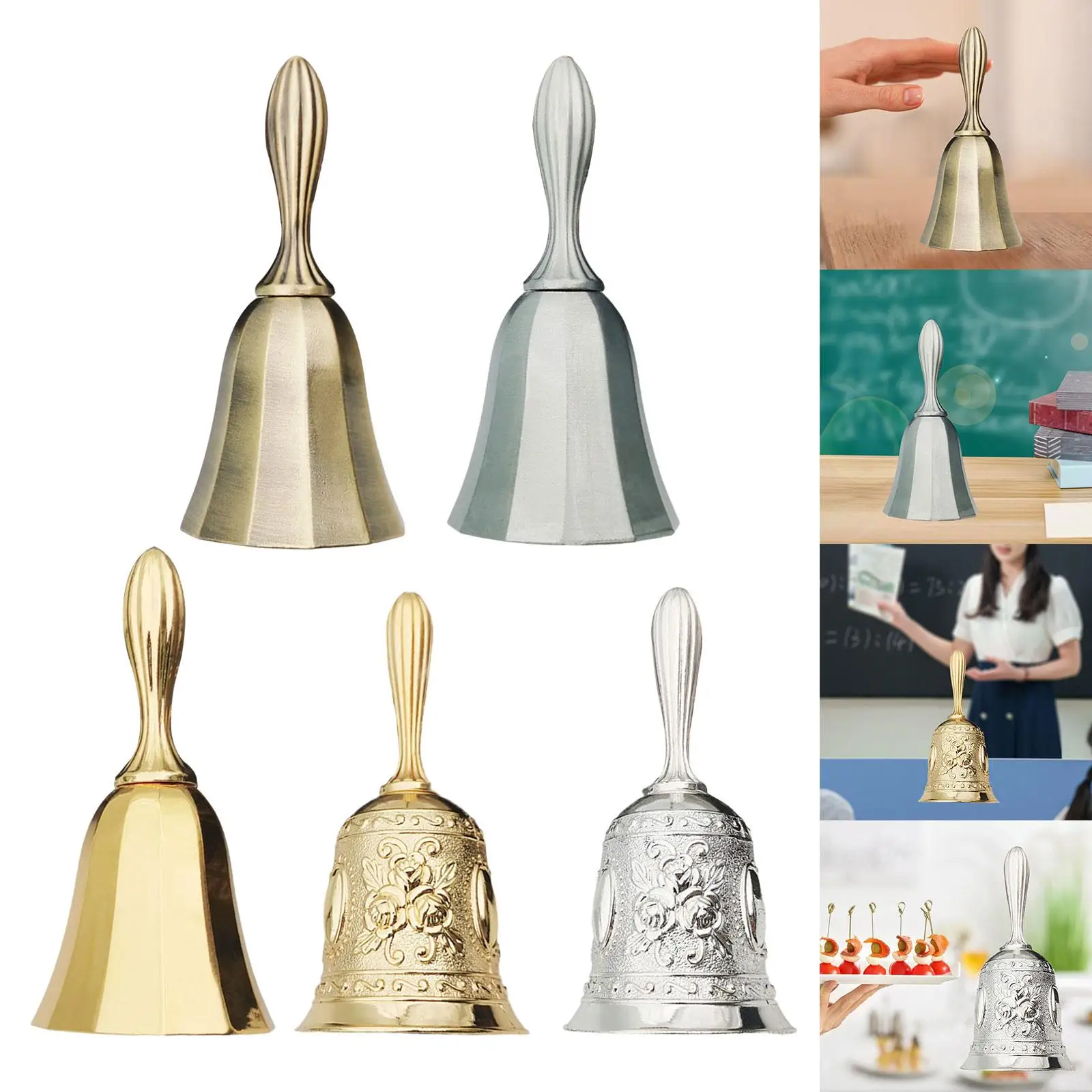 Hand Bell Hand Held Bell Retro Loud Vintage Antique Handbell for Shop Restaurant Hotel Service
