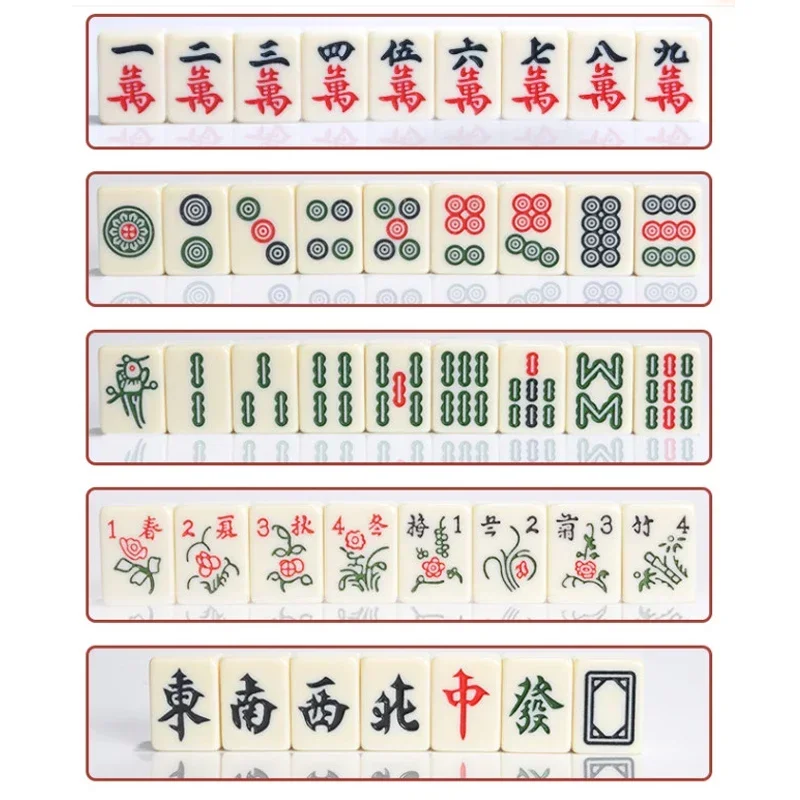 144개 미니 중국 마작 타일 20*14mm/26*18mm 게임 세트 틴 박스 포장 휴대용 여행용 보드 게임 가족 파티용